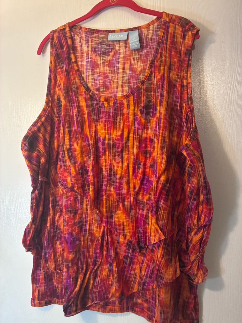 Liz & Me Orange Pink Purple Tie-Dye Sleeveless Tank